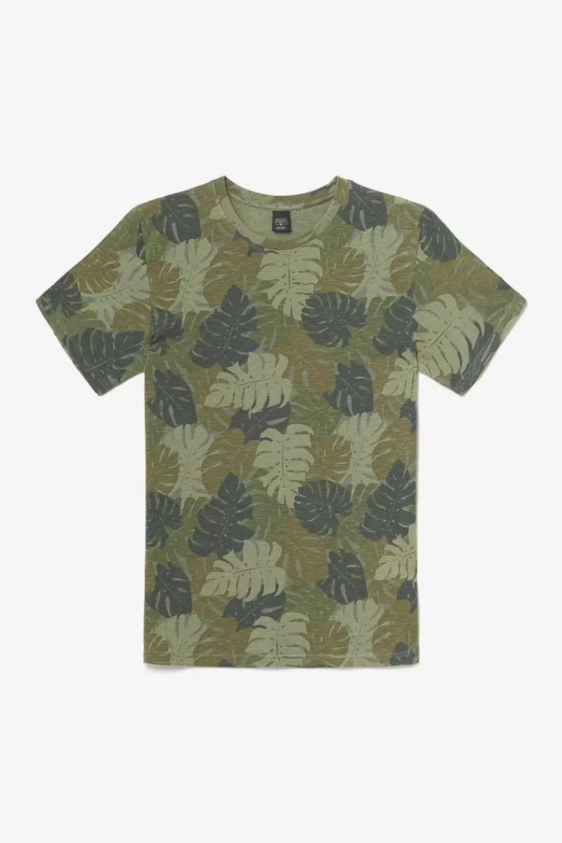 tshirt_jung_a_motif_jungle_kaki_6.webp Le Temps des Cerises T-Shirts & Polos-T-Shirt Jung A Motif Jungle Kaki Leaf