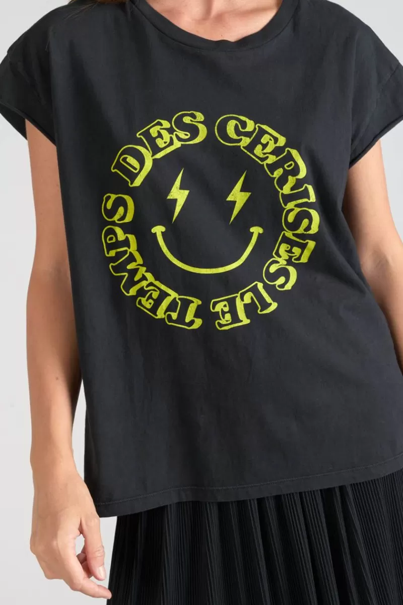 tshirt_miya_noir_imprime_2.webp Le Temps des Cerises T-Shirts & Débardeurs-T-Shirt Miya Noir Imprime Black