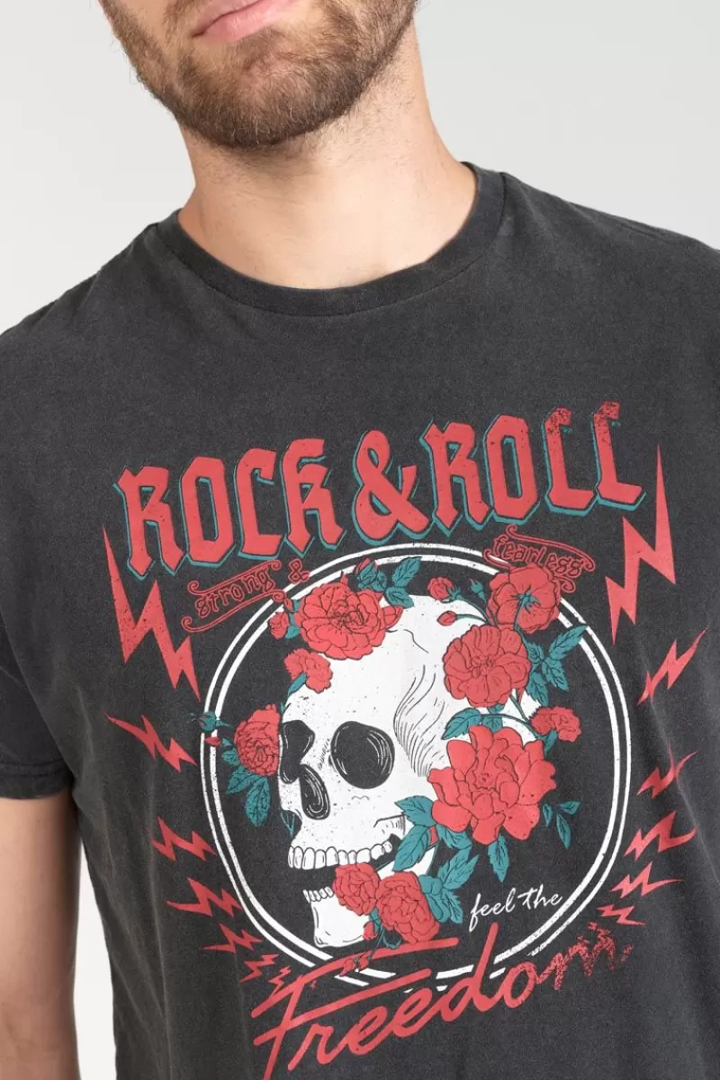 tshirt_stipe_gris_delave_imprime_3.webp Le Temps des Cerises T-Shirts & Polos-T-Shirt Stipe Gris Delave Imprime Black