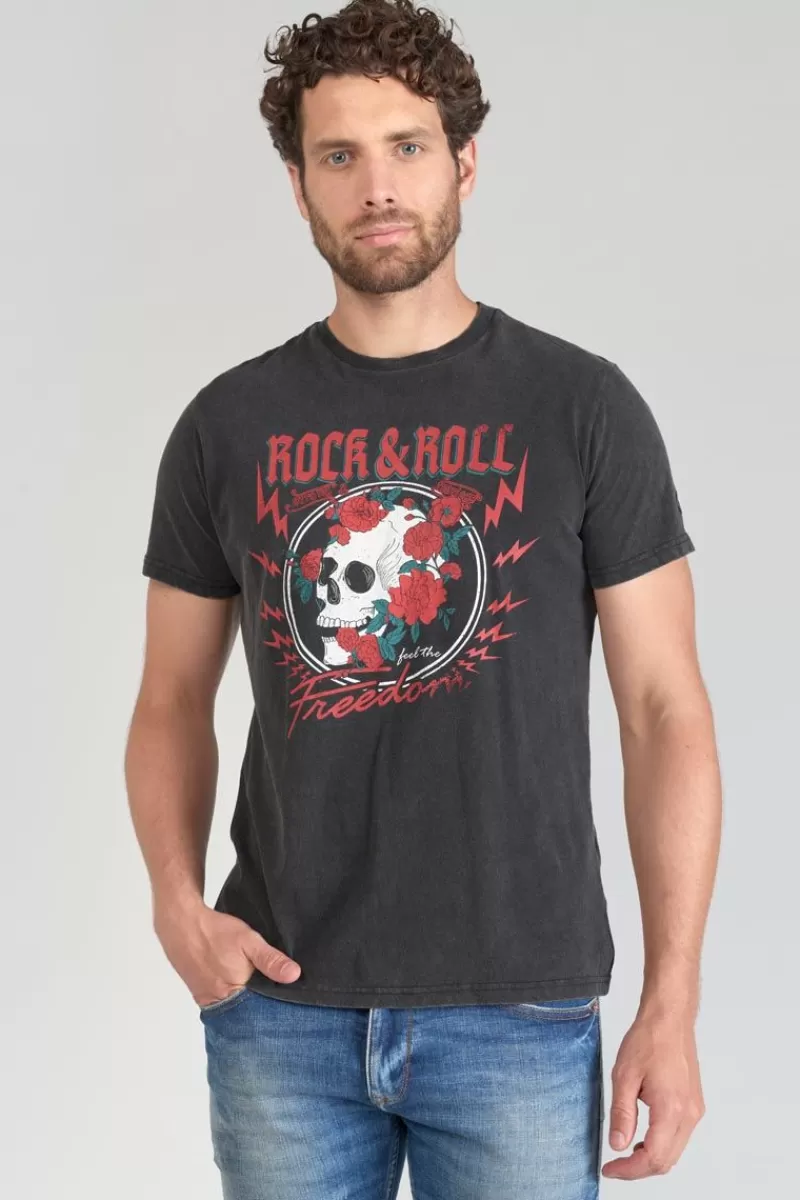 tshirt_stipe_gris_delave_imprime_4.webp Le Temps des Cerises T-Shirts & Polos-T-Shirt Stipe Gris Delave Imprime Black