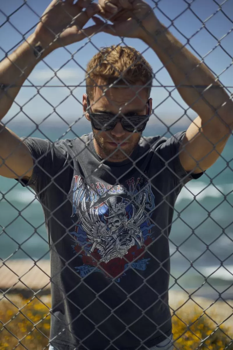 tshirt_tije_gris_delave_imprime_0.webp Le Temps des Cerises T-Shirts & Polos-T-Shirt Tije Gris Delave Imprime Peacoat