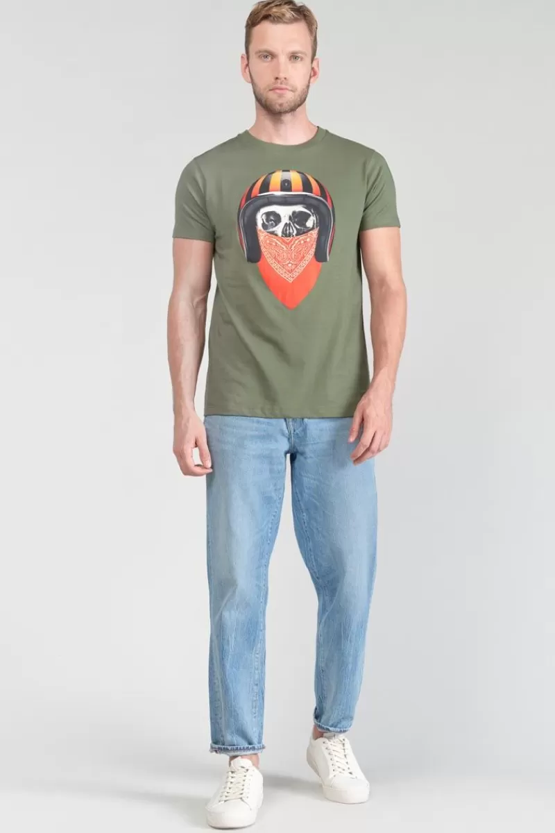 Le Temps des Cerises T-Shirts & Polos-T-Shirt Veigar Kaki Imprime Leaf