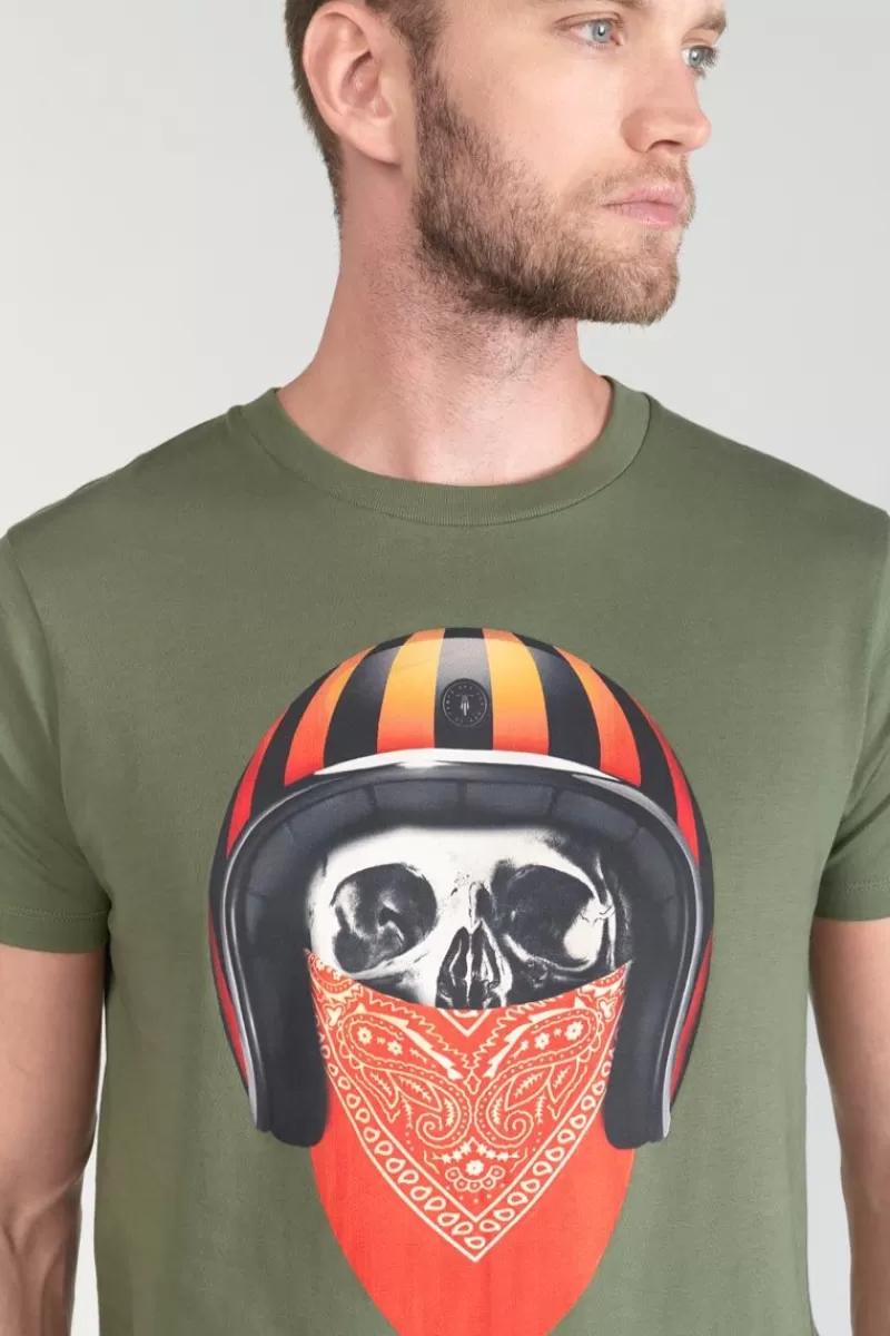 tshirt_veigar_kaki_imprime_2.webp Le Temps des Cerises T-Shirts & Polos-T-Shirt Veigar Kaki Imprime Leaf