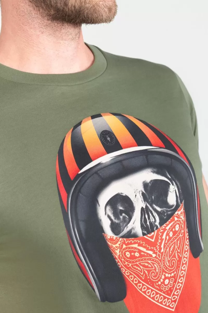 tshirt_veigar_kaki_imprime_3.webp Le Temps des Cerises T-Shirts & Polos-T-Shirt Veigar Kaki Imprime Leaf