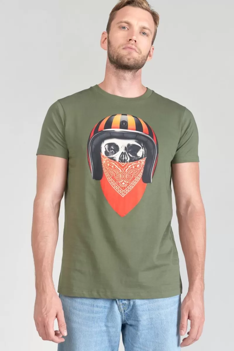 tshirt_veigar_kaki_imprime_4.webp Le Temps des Cerises T-Shirts & Polos-T-Shirt Veigar Kaki Imprime Leaf