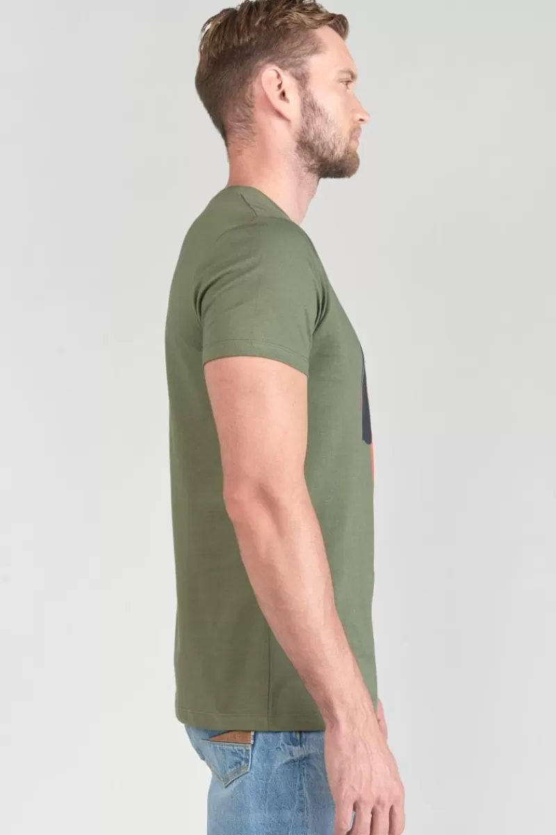 tshirt_veigar_kaki_imprime_5.webp Le Temps des Cerises T-Shirts & Polos-T-Shirt Veigar Kaki Imprime Leaf