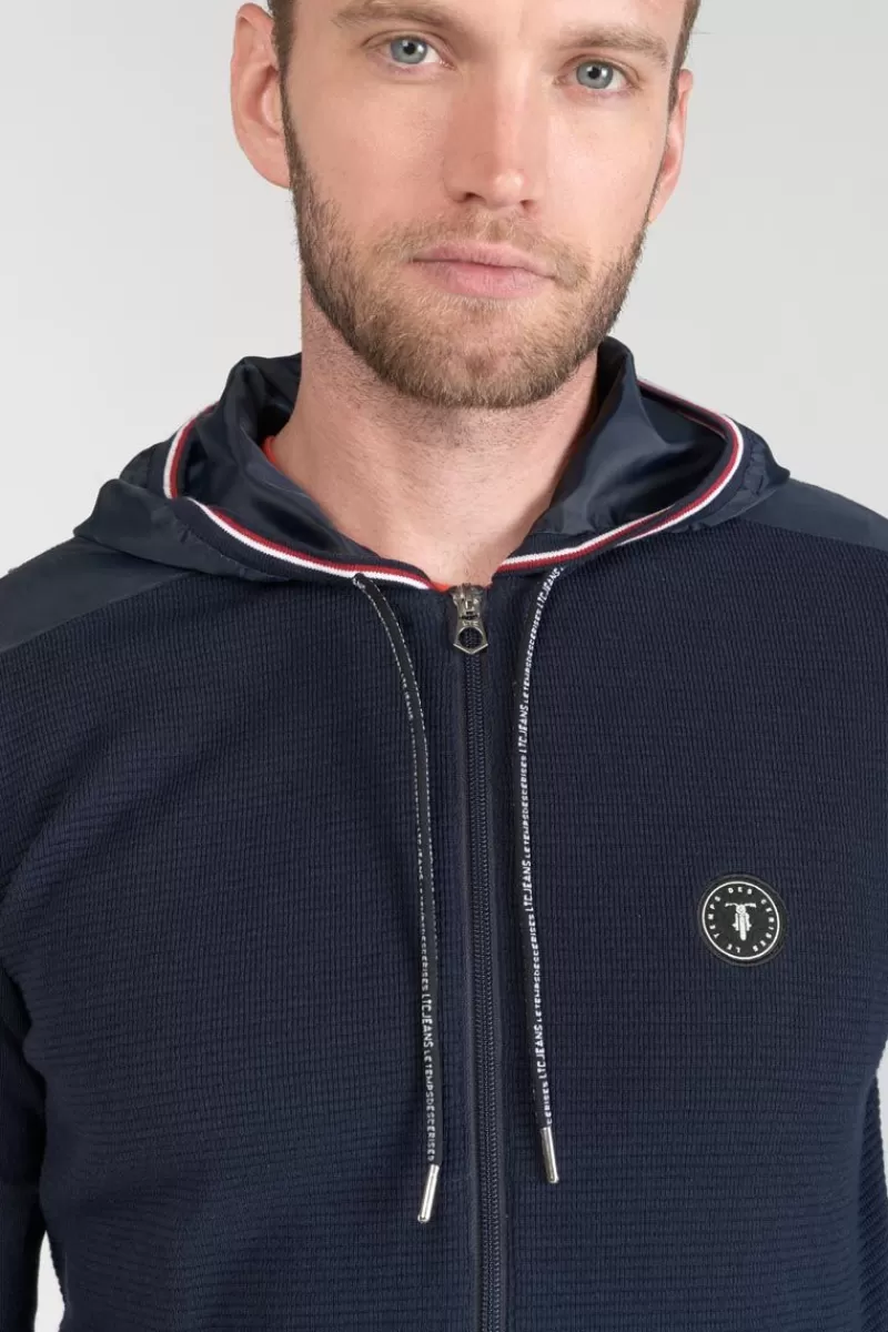 veste_bimatiere_mistre_bleu_marine_3.webp Le Temps des Cerises Pulls & Cardigans-Veste Bi-Matiere Mistre Bleu Marine Peacoat