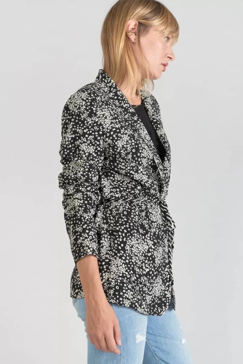 veste_blazer_urielle_a_motif_fleuri_noir_et_blanc_5.webp Le Temps des Cerises Vestes & Blousons-Veste Blazer Urielle A Motif Fleuri Noir Et Blanc Black Flower