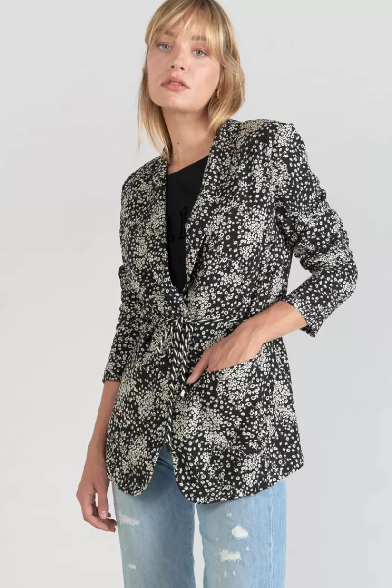veste_blazer_urielle_a_motif_fleuri_noir_et_blanc_6.webp Le Temps des Cerises Vestes & Blousons-Veste Blazer Urielle A Motif Fleuri Noir Et Blanc Black Flower