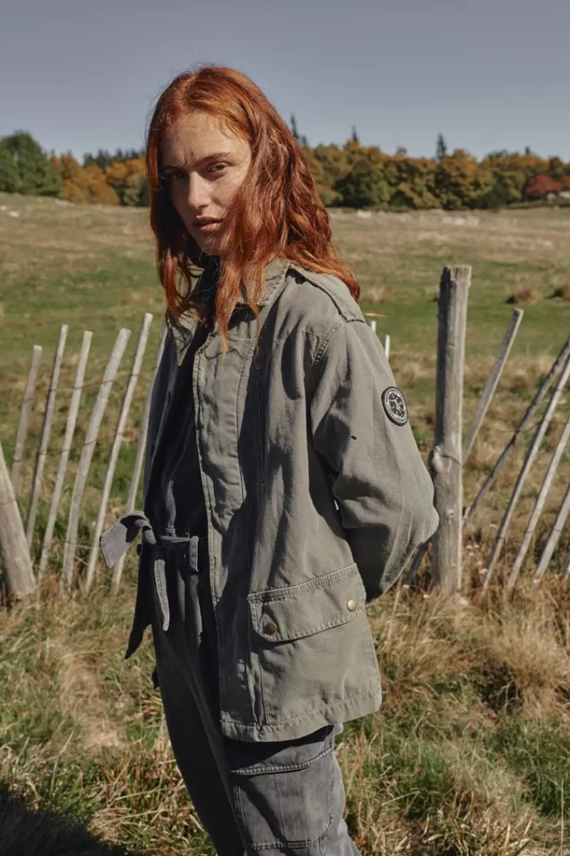 Le Temps des Cerises Vestes & Blousons-Veste Unisexe Militarie Kaki Khaki