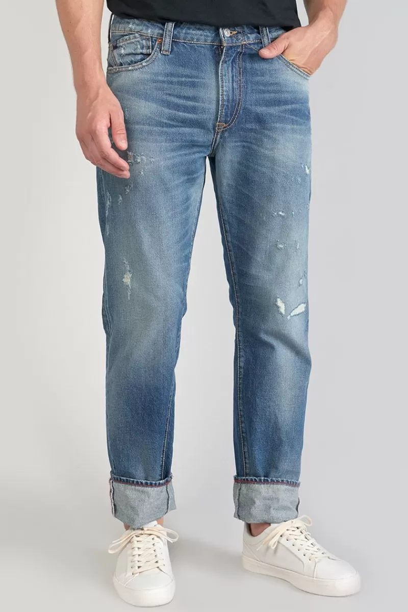 vintage__regular_jeans_destroy_vintage_bleu_n_2.webp Le Temps des Cerises Coupe Regular Confort-Vintage 700/20 Regular Jeans Destroy Vintage Bleu N°3 Blue